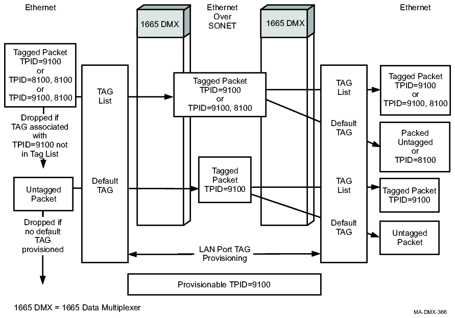 Transparent mode tag processing with stacked VLANs