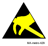 ESD warning label (barred-hand symbol)