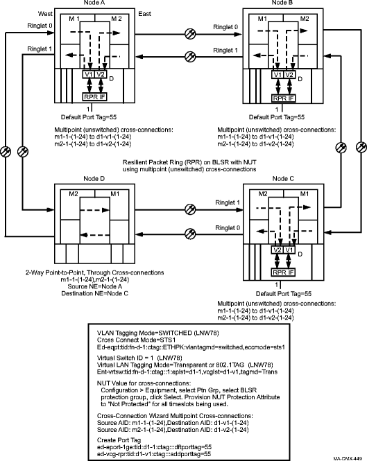 Resilient packet ring (RPR) on a BLSR