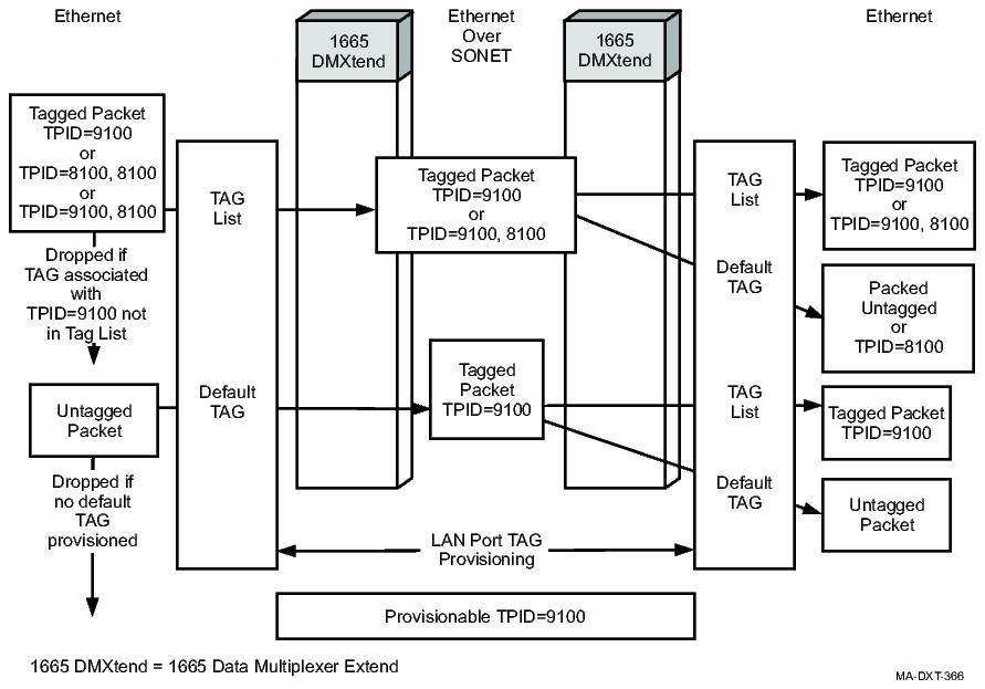Transparent mode tag processing with stacked VLANs