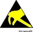 ESD warning label (barred-hand symbol)