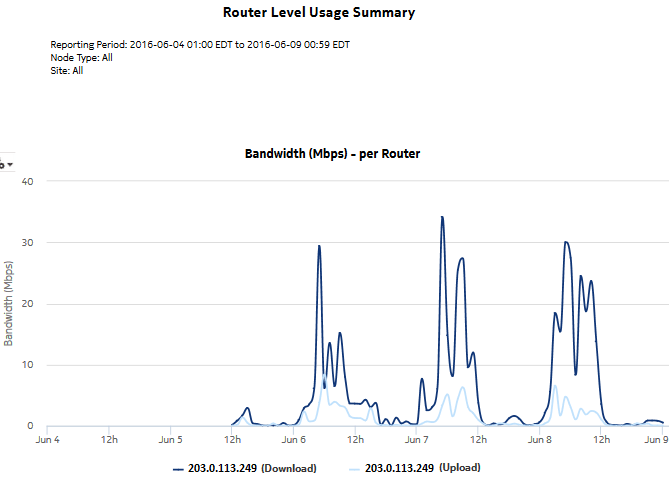 Router Level Usage Summary report—bandwidth per router