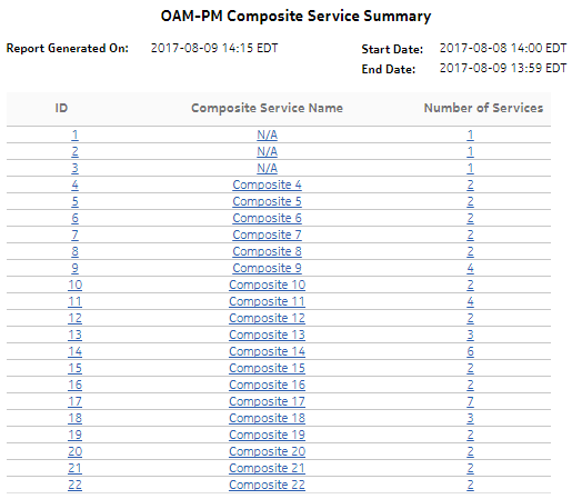 OAM-PM Composite Service Summary report