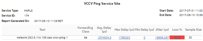 VCCV Ping Service Site report