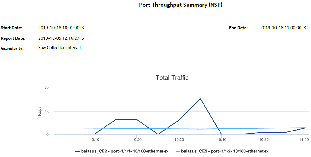 Port Throughput Summary (NSP) report