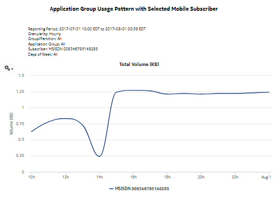 Application Group Usage Pattern with Selected Mobile Subscriber report