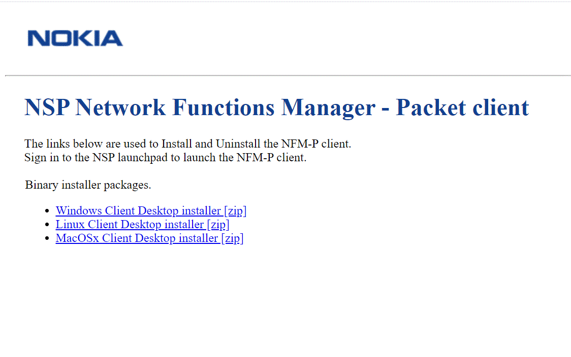 NSP Network Functions Manager - Packet client