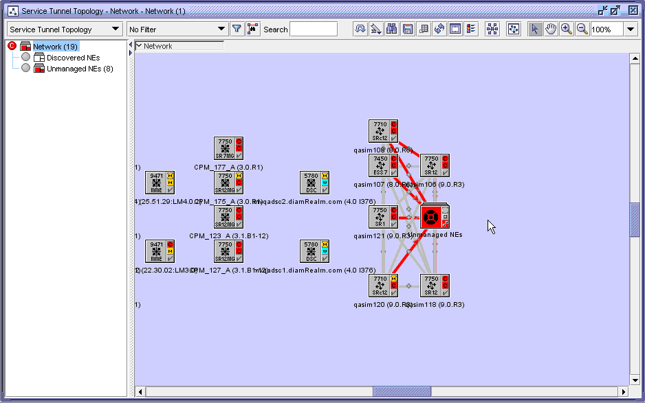 Service tunnel topology map