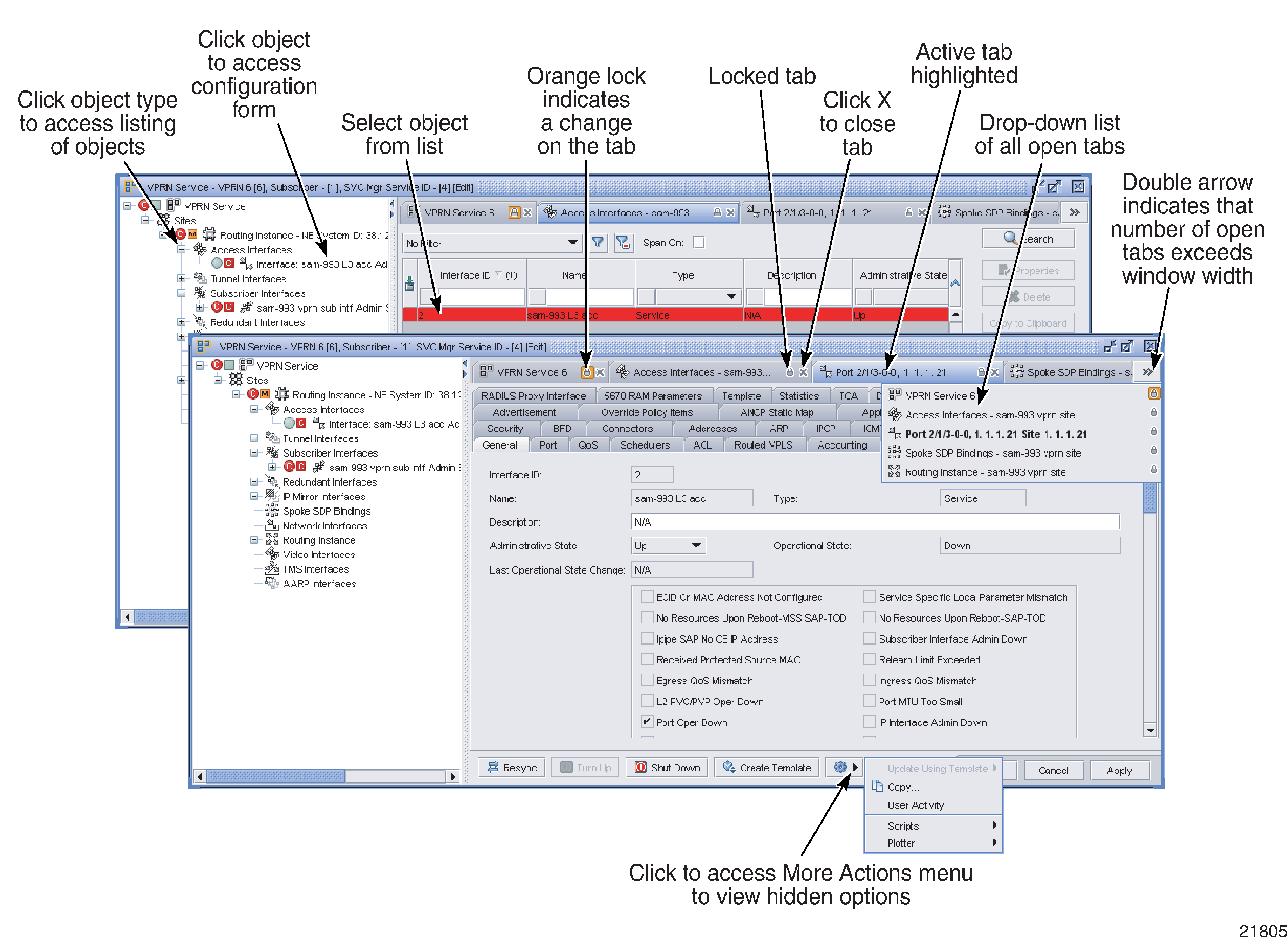 Service configuration form with built-in tree