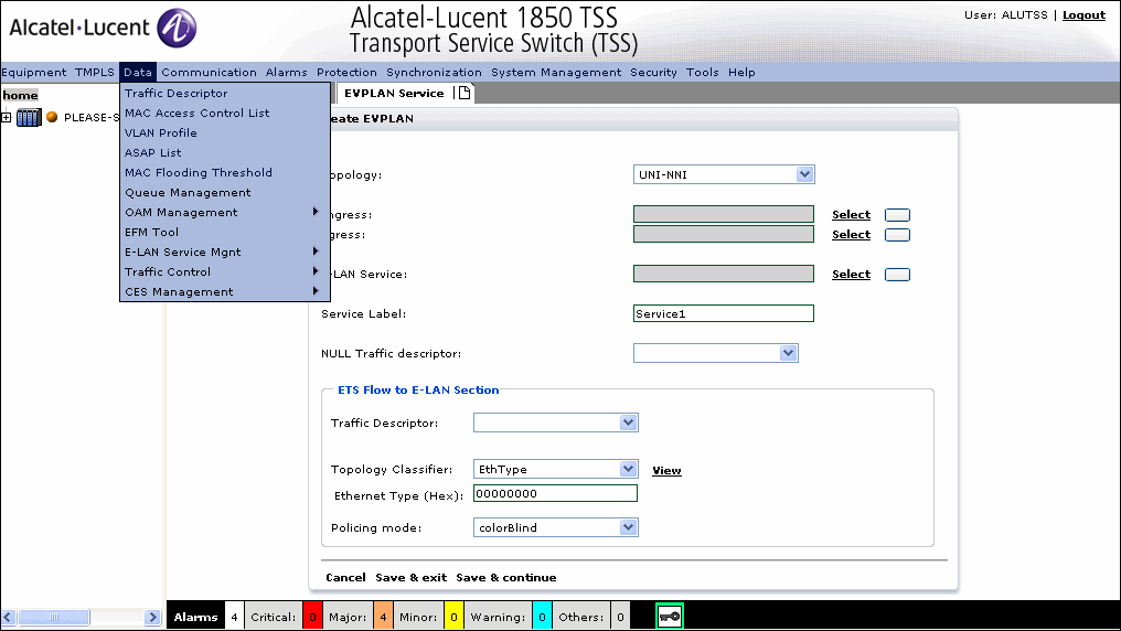 Page view with cascading menu