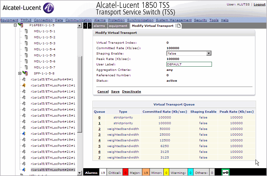 Modify a Virtual Transport profile