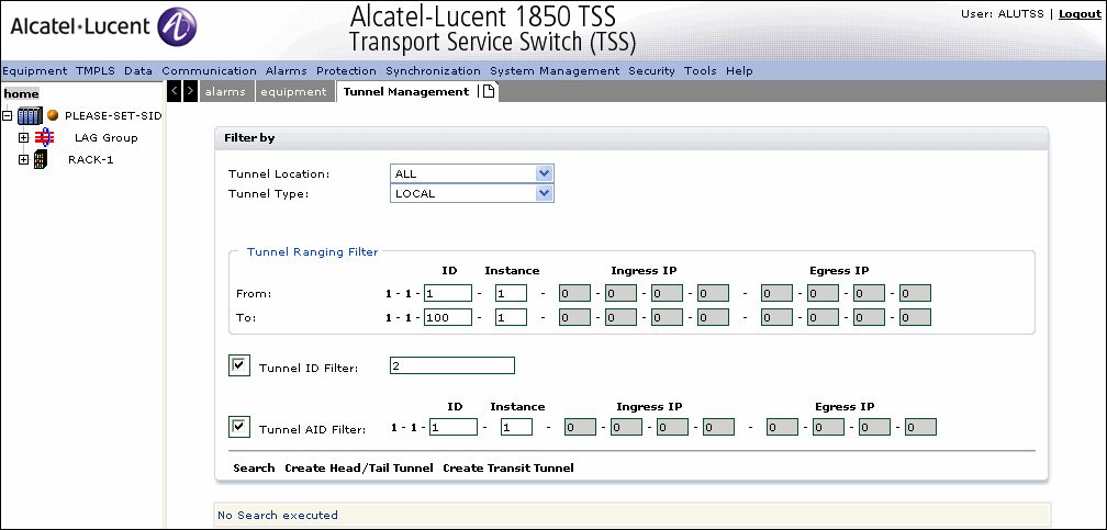 Tunnel management - filter by panel