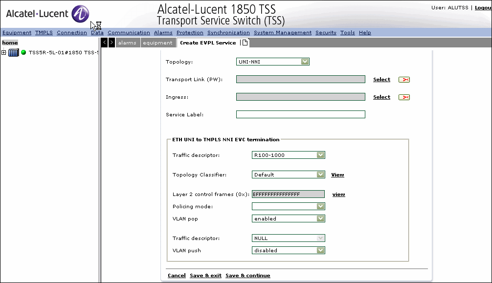 Create an EVPL service Create an EVPL service