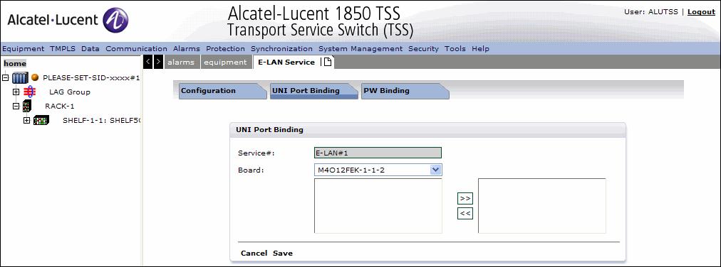 UNI port Binding