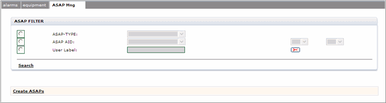 Alarms page - TDM ASAPs management