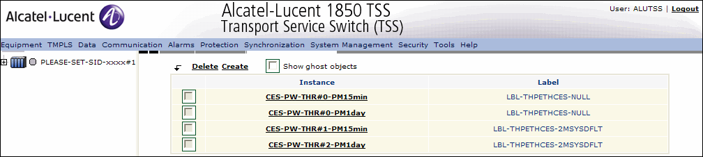CES TCA Profile alarm