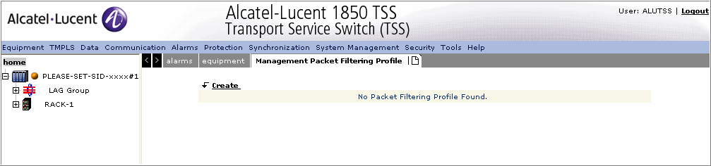 Packet filtering profile