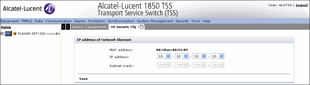 DCN physical interface IP address