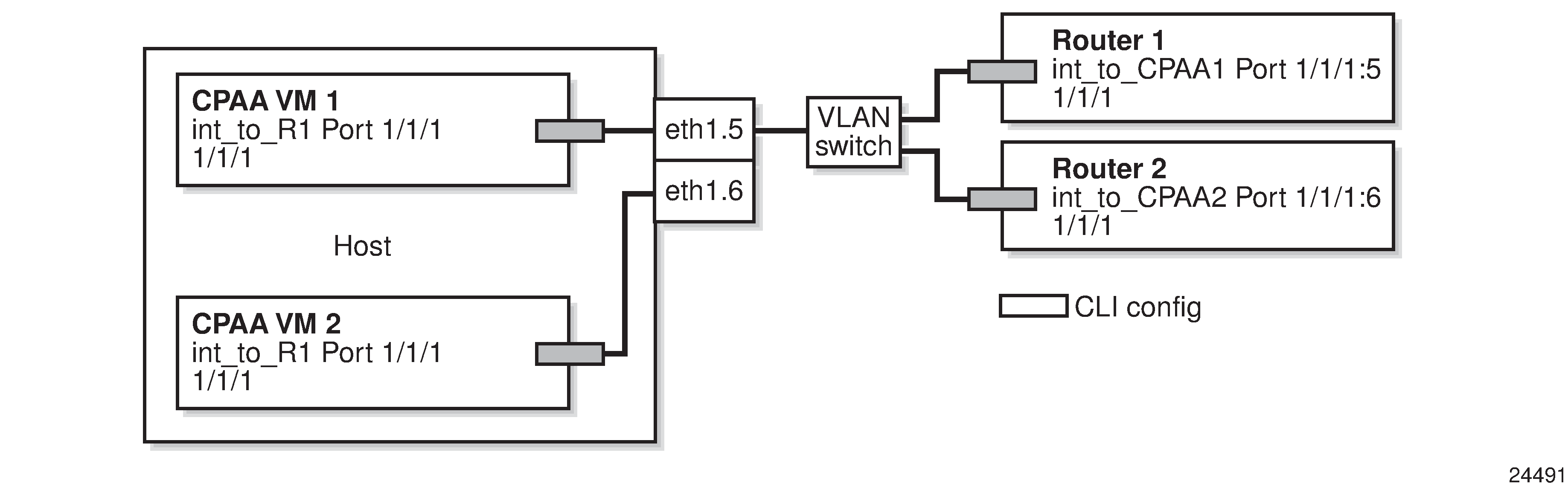 vCPAA direct interface model using sub-interfaces deployment