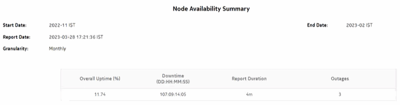 Node Availability Summary report