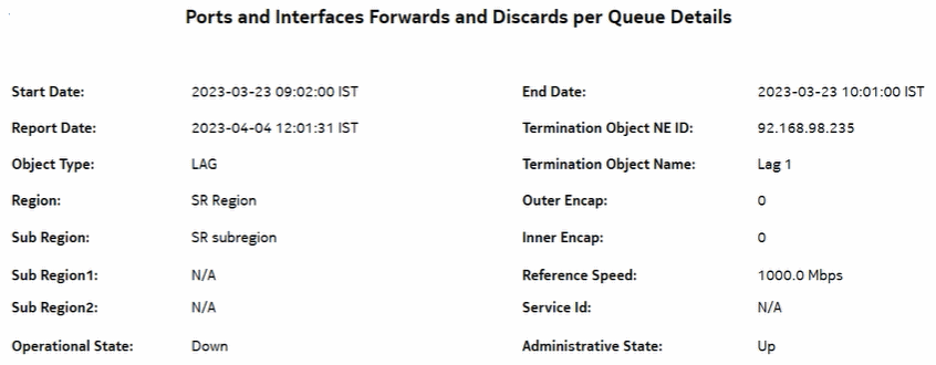 Ports and Interfaces Forwards and Discards per Queue Details report