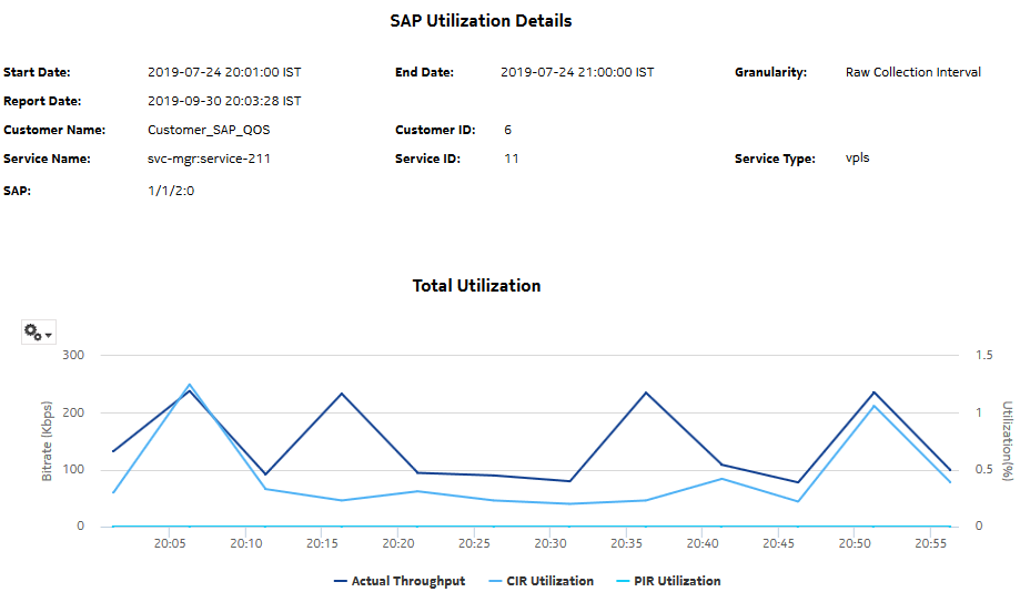 SAP Utilization Details report—Total utilization