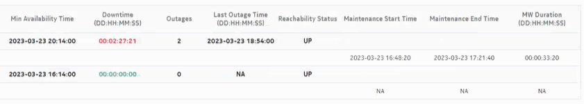 Node Availability Summary report