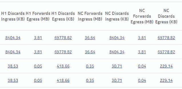 Ports and Interfaces Forwards and Discards per Queue Summary report