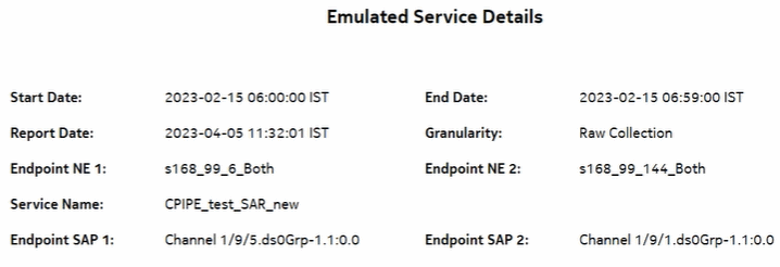 Emulated Service Details report