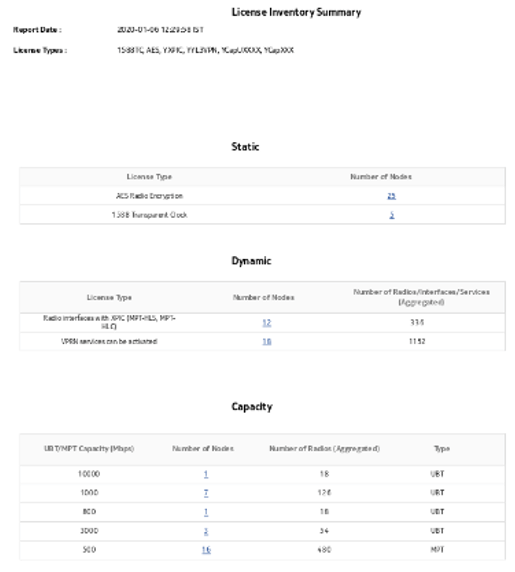 License Inventory Summary report