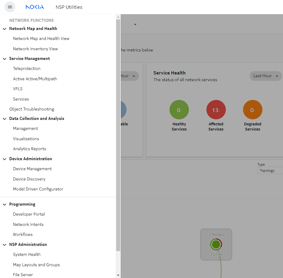 NSP Utilities menu