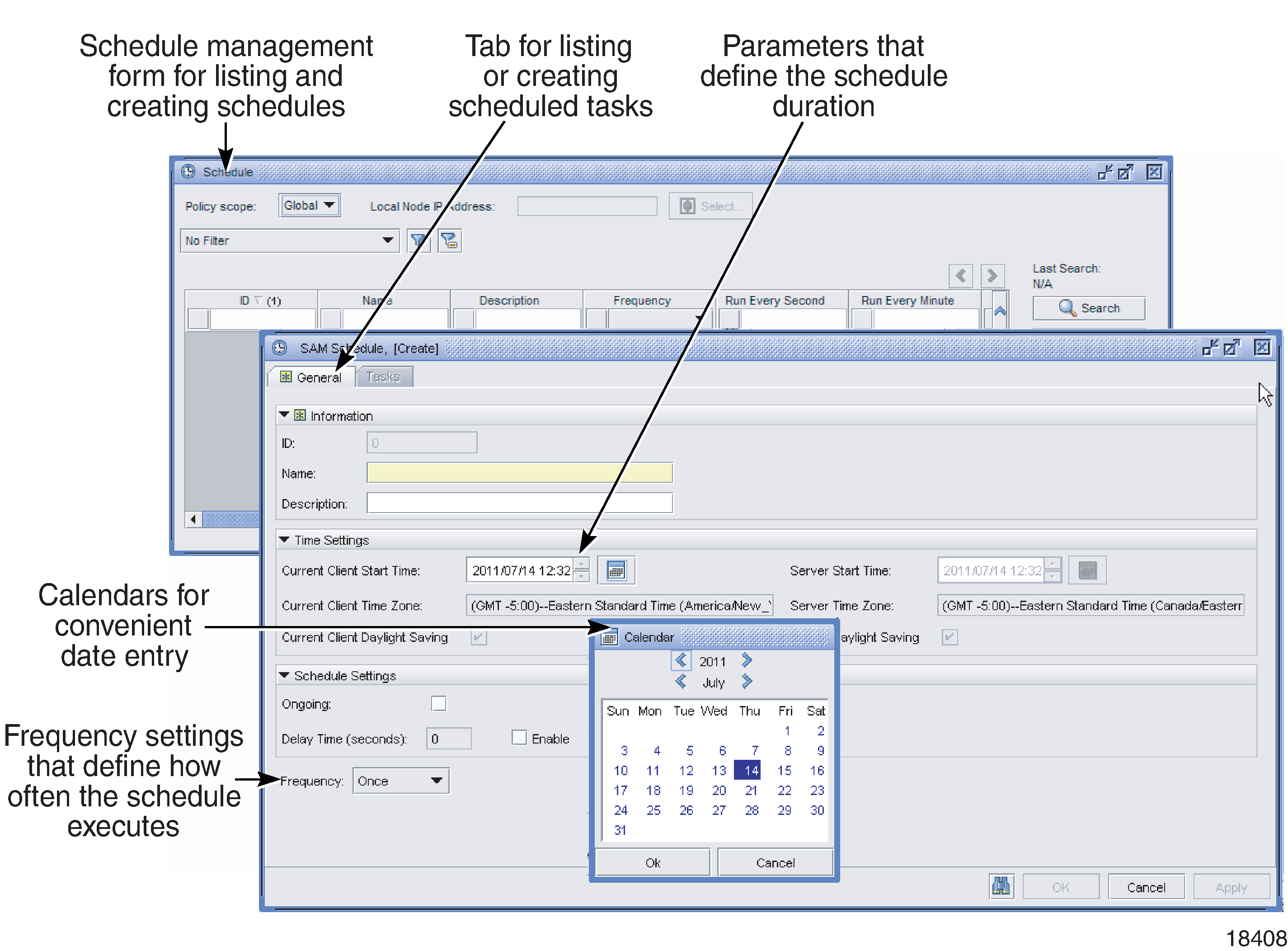 Schedule management and configuration forms