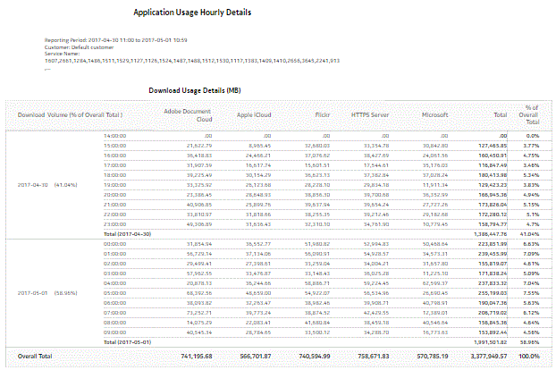Application Usage Hourly Details report - download usage details