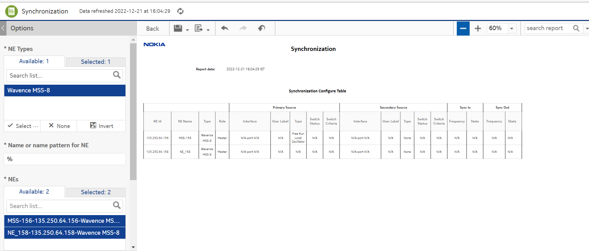 Synchronization Report