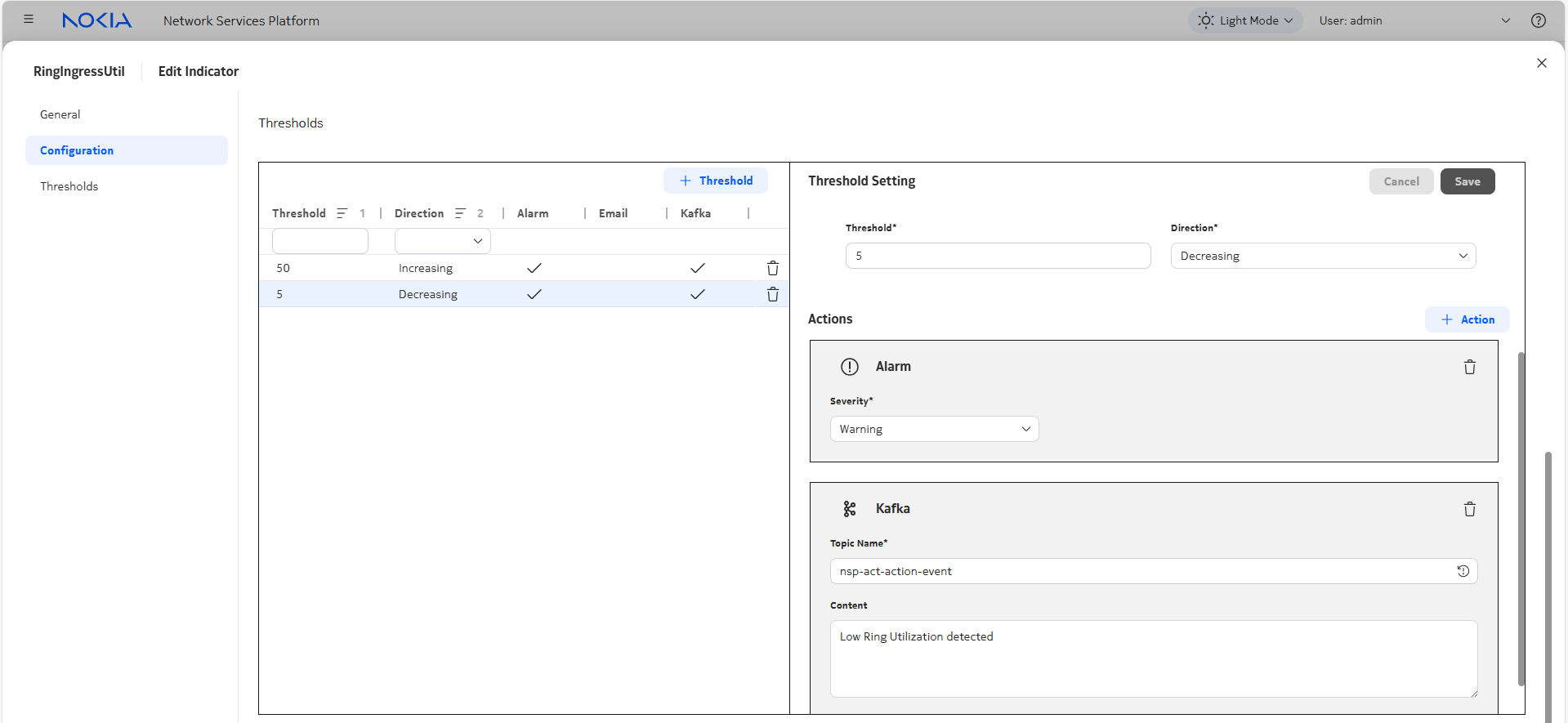 Sample Indicator, decreasing threshold parameters