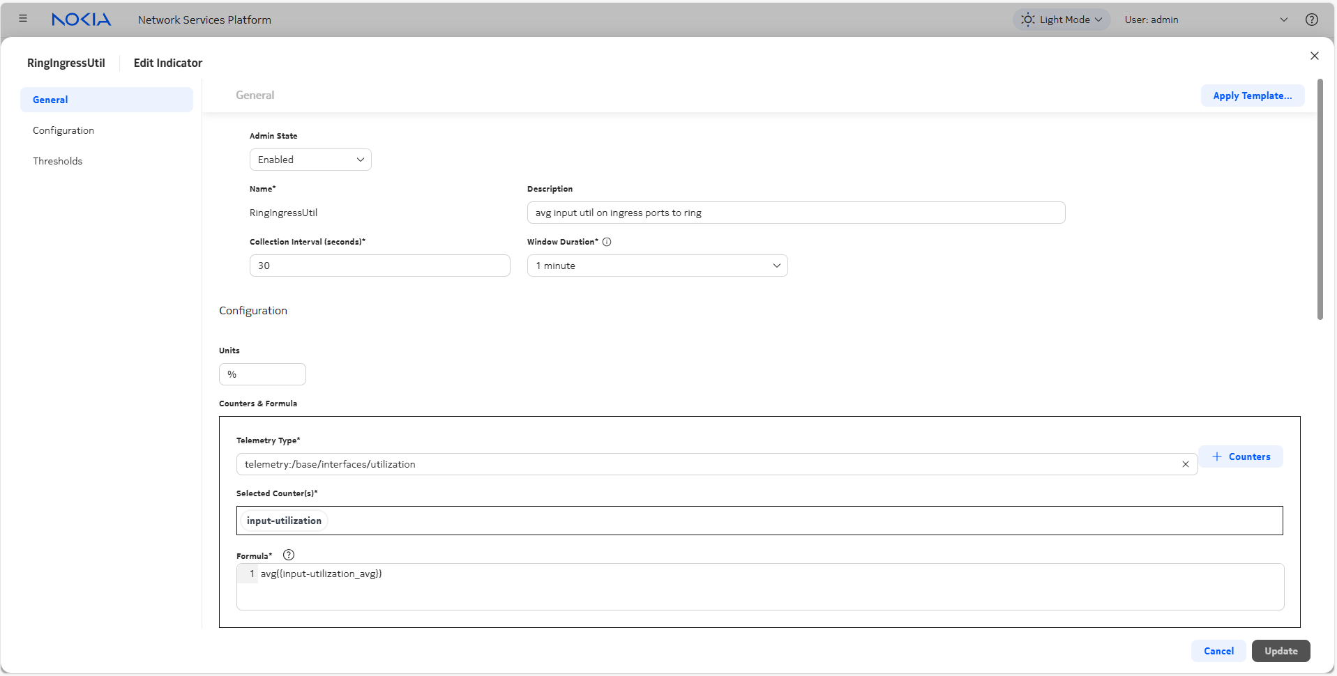 Sample Indicator General parameters