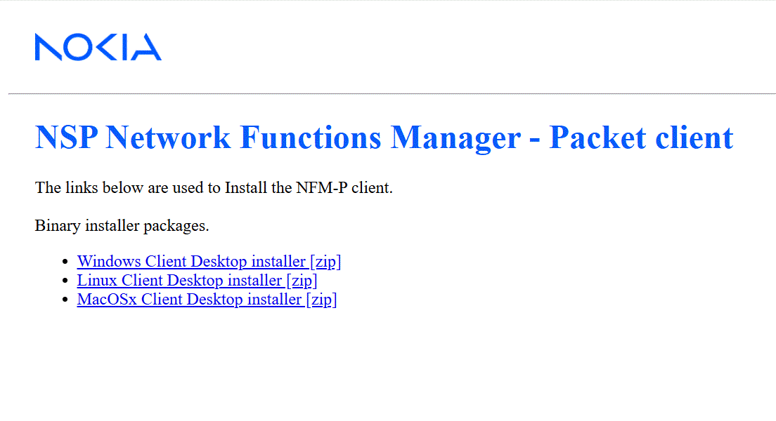 NSP Network Functions Manager - Packet client