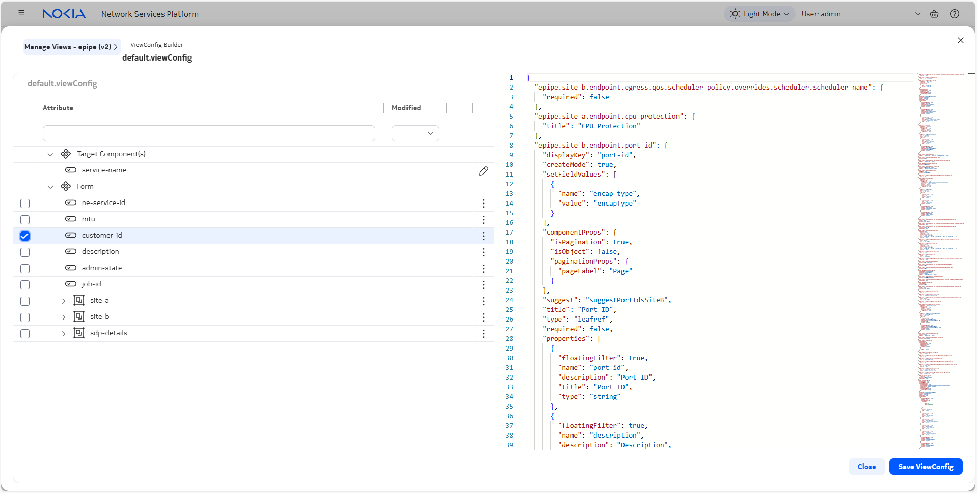Example ViewConfig Builder form