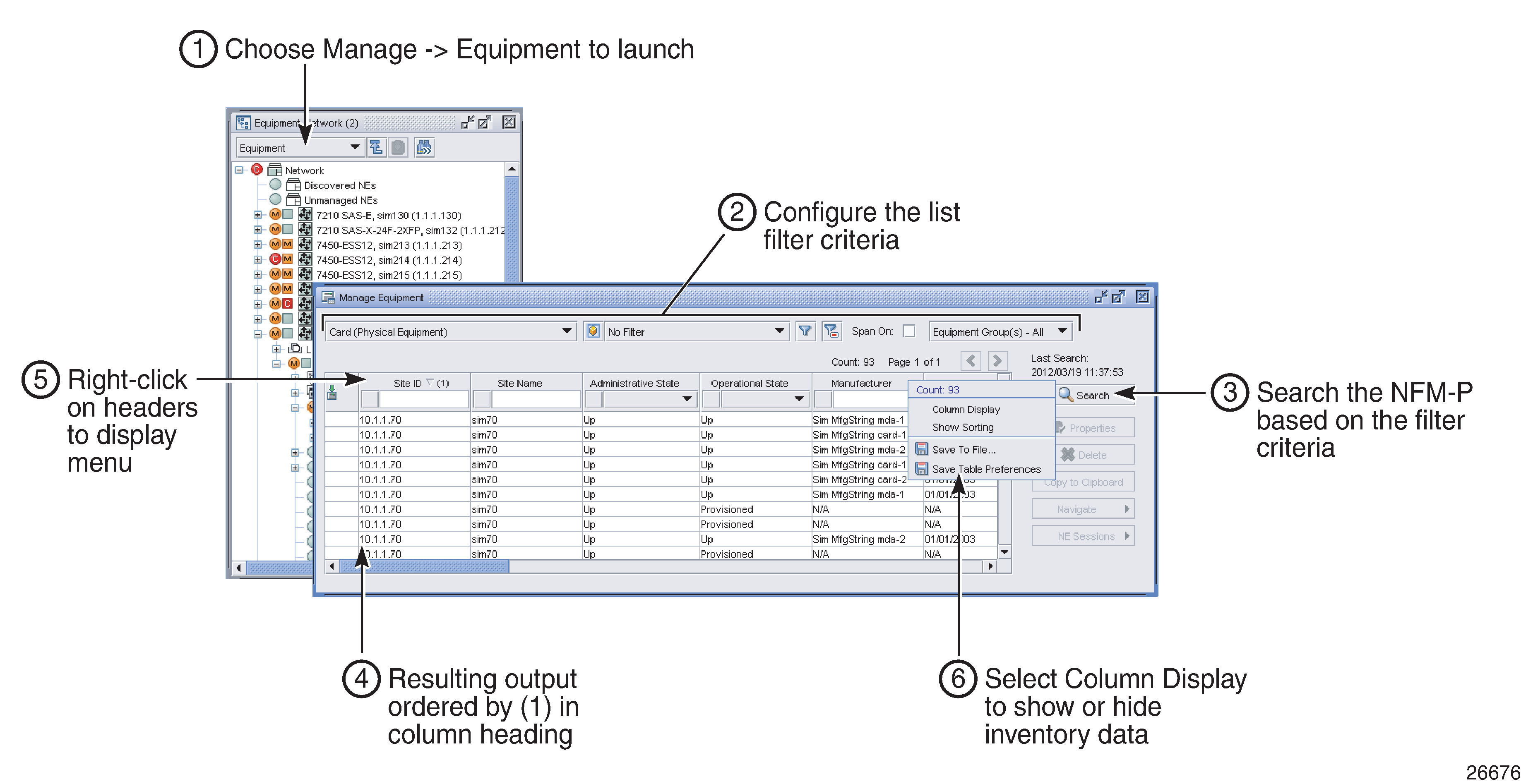 Generating inventory data for all managed NEs