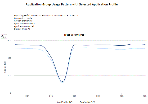 Application Group Usage Pattern with Selected Application Profiles report Application Group Usage Pattern with Selected Application Profiles report