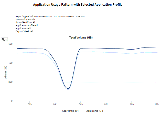 Application Usage Pattern with Selected Application Profile report Application Usage Pattern with Selected Application Profile report