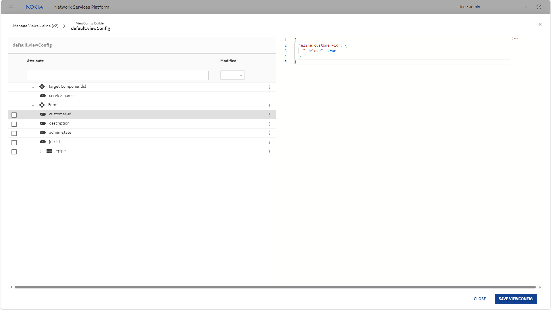 Example ViewConfig Builder form