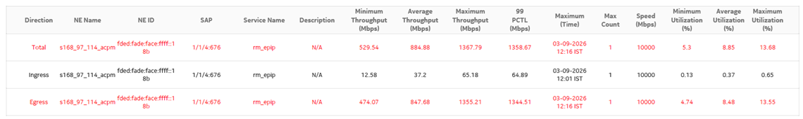 SAP Throughput report